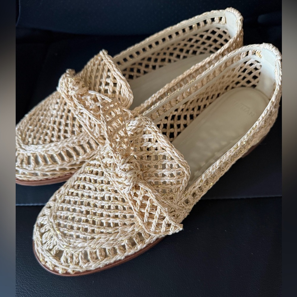 Alexandre Birman Elegant Woven Flats in Natural Tan - Size 40